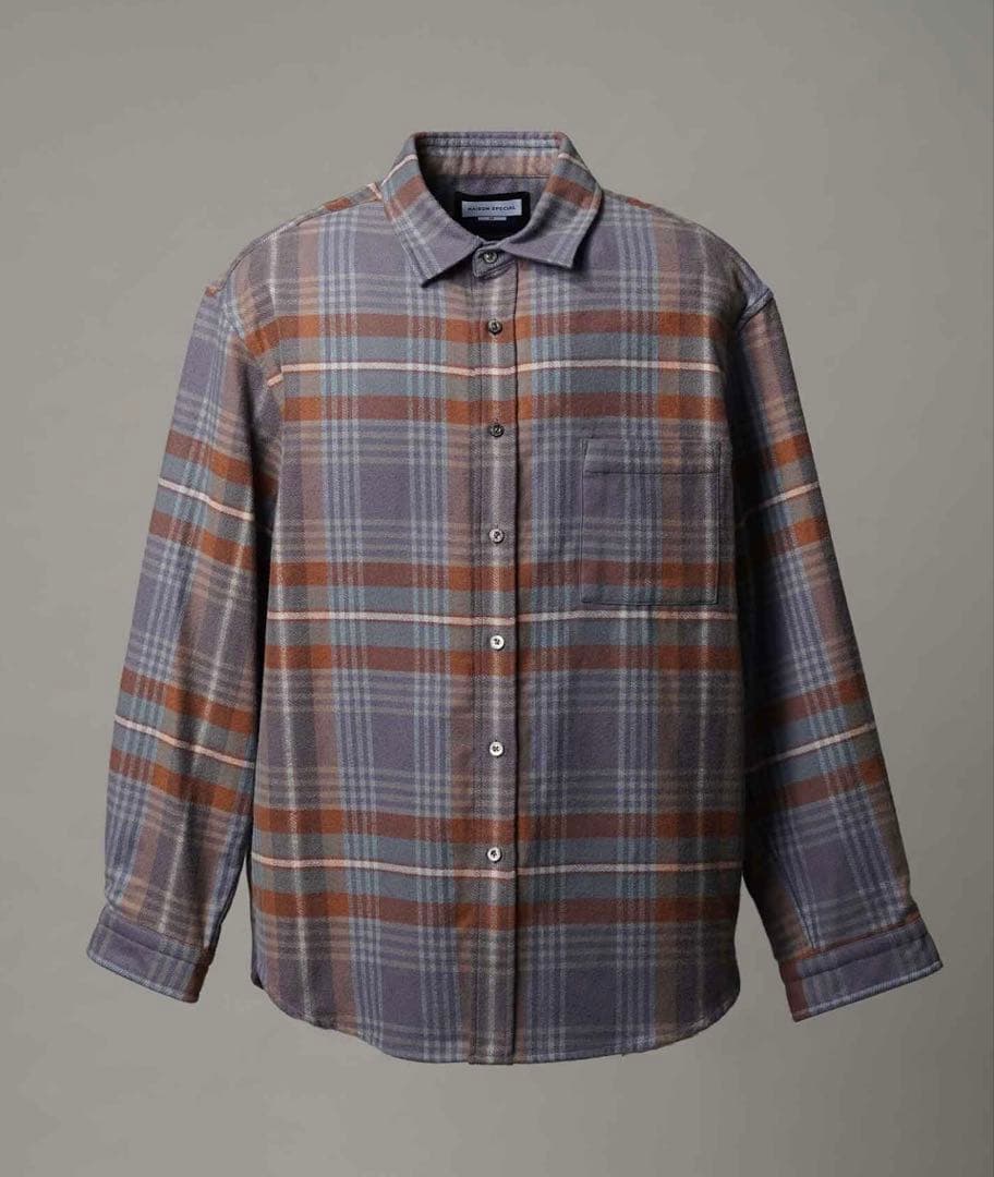 メゾンスペシャル　プライムオーバーレギュラーカラーフランネルシャツ　0