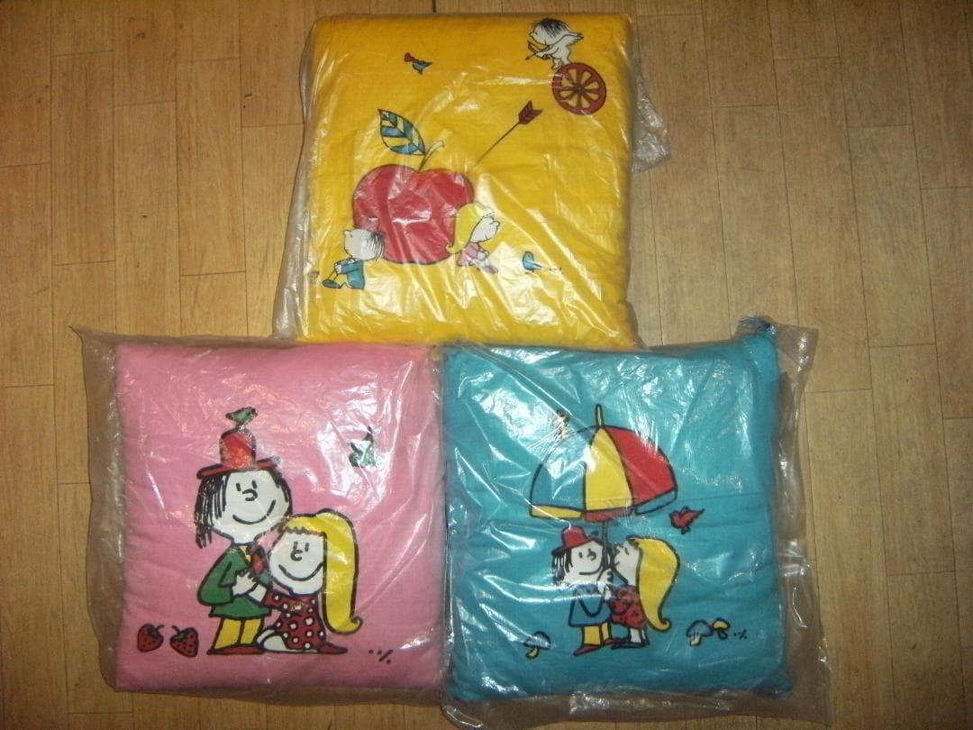 昭和レトロ★日本製★アニメ 原宿系 水森亜土 亜土ちゃん系 クッション 座布団