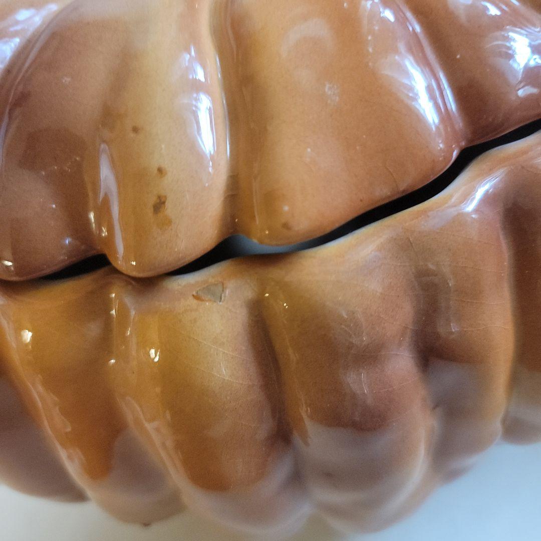 特大　カボチャ型容器 　蓋付き　オマケ付き　イタリア製　ヴィンテージ陶器製　置物