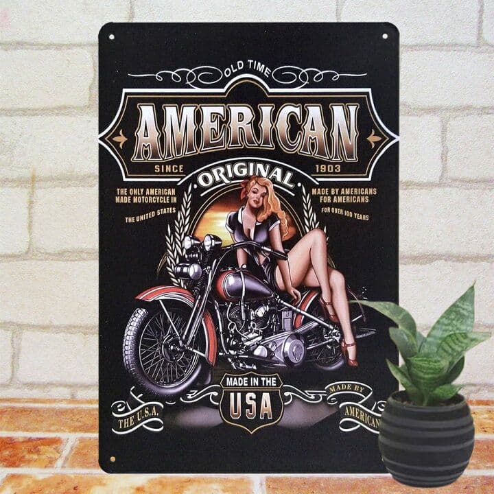 デザイン看板A4】アメリカンバイク★壁掛けポスター絵アートパネル車庫ガレージ雑貨