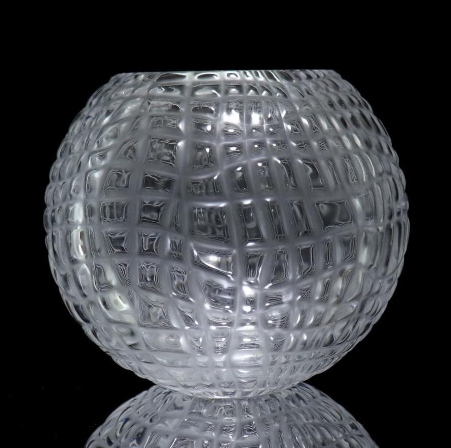 バカラ 珍品 ヴィンテージ クロコ型 フロスト加工 大型 1.1kg 花瓶 丸型