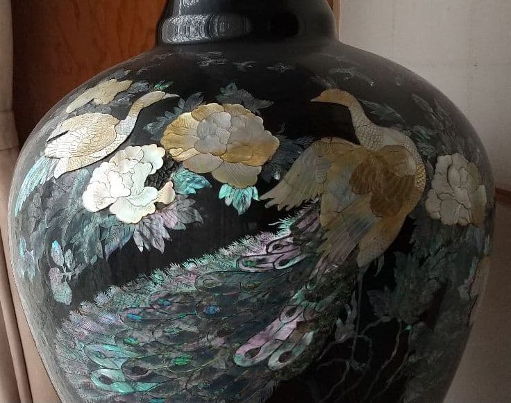 螺鈿細工の特大壺花器