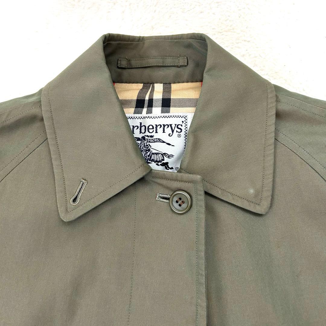 【Burberrys】玉虫色 カーキ ステンカラーコート ノバチェック SS