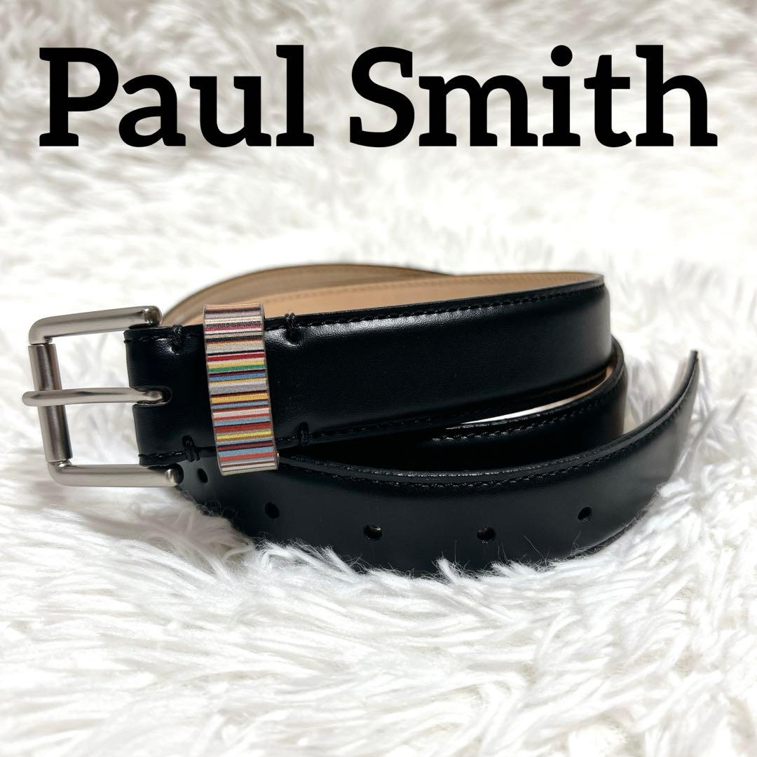 ✨新品未使用✨Paul Smith レザーベルト マルチストライプ ブラック