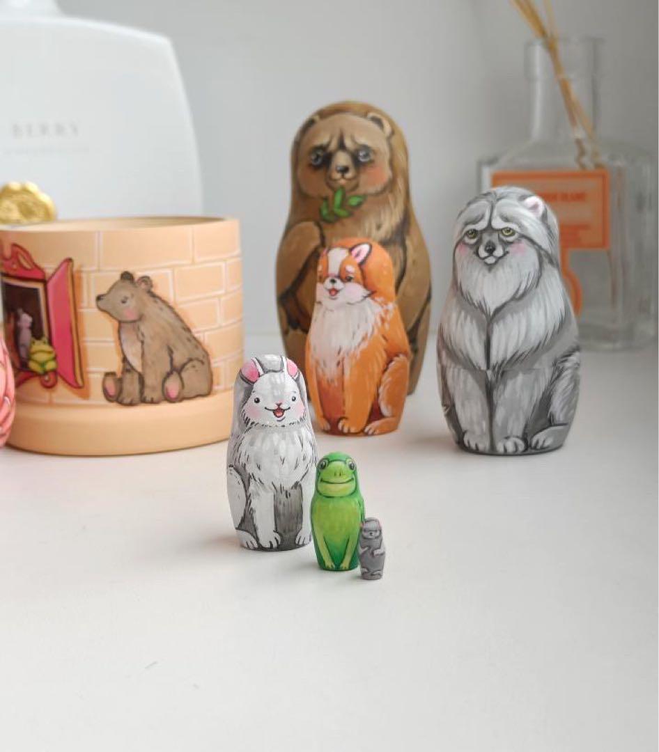 ロシア雑貨☆お家型マトリョーシカ民話『テレモーク』小さなおうち7Pマルガリータ作