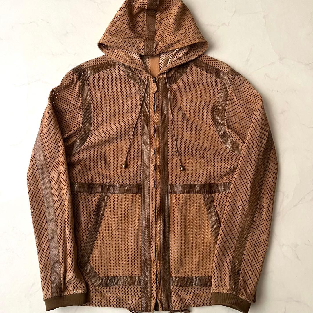 Alexander McQUEEN レザージャケット メッシュ パーカーパイソン