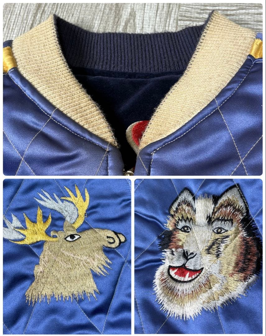 【希少】 テーラー東洋 スカジャン 別珍 M アラスカ 犬ぞり シロクマ 刺繍