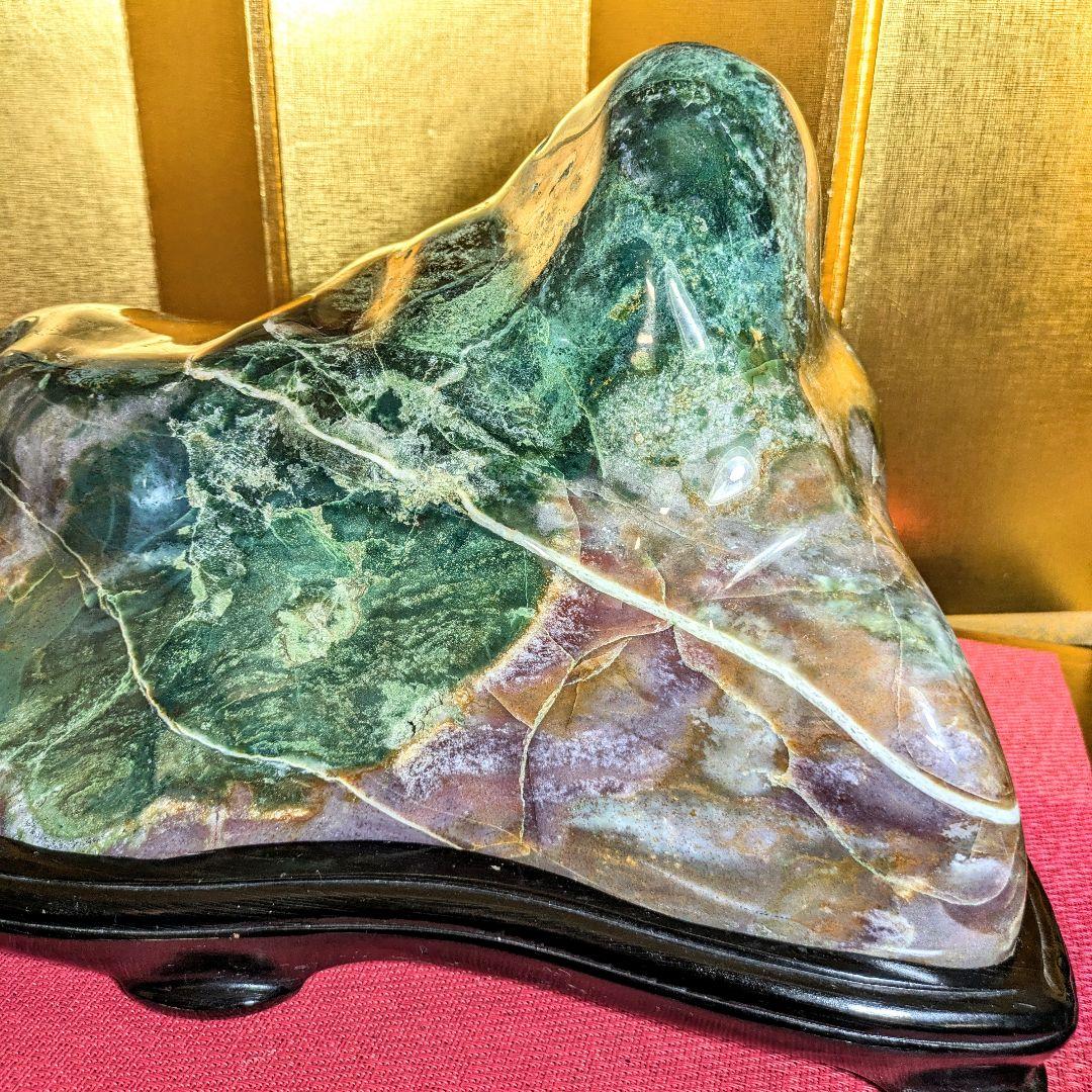 グリーンジャスパー14.5㌔ 鑑賞石 観賞石 水石 盆石 天然石 置物 メノウ