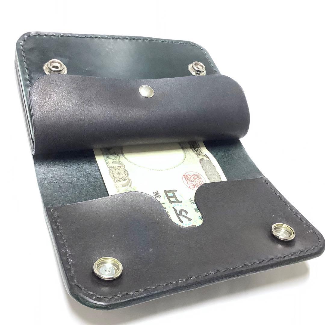 ハンドメイド 牛革 ブライドルレザー × 姫路レザー ミドルトラッカーウォレット