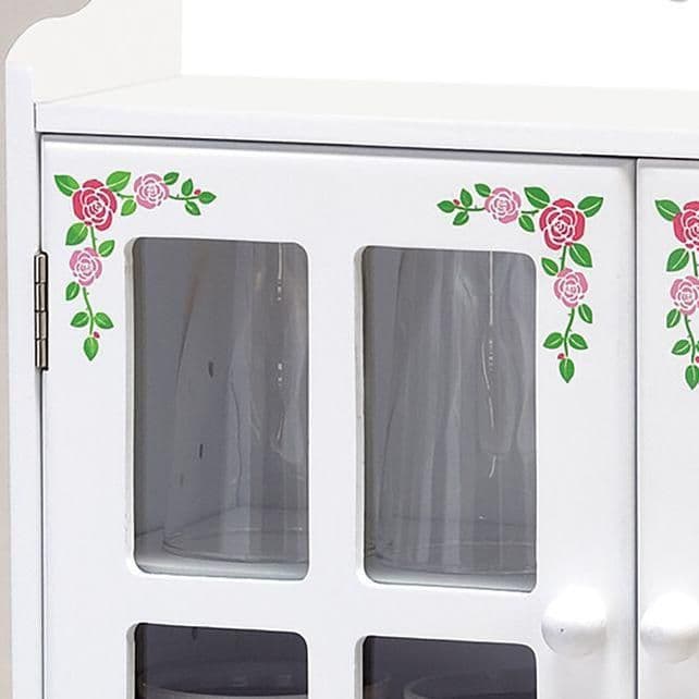 花柄キッチン収納上置きラック 2枚扉　薔薇柄