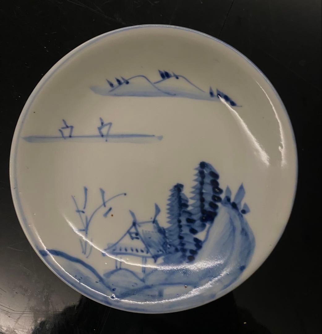 古伊万里染付山水文皿　6枚セット