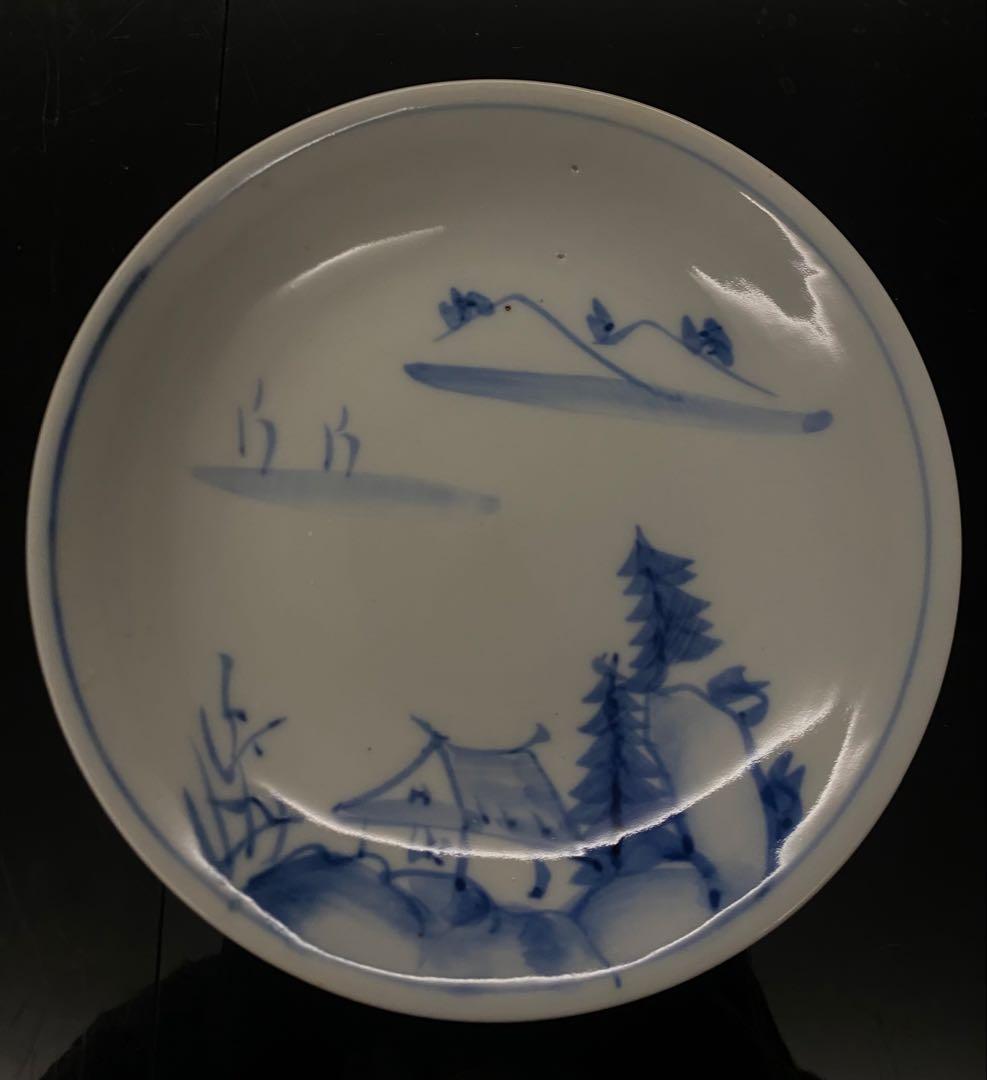 古伊万里染付山水文皿　6枚セット