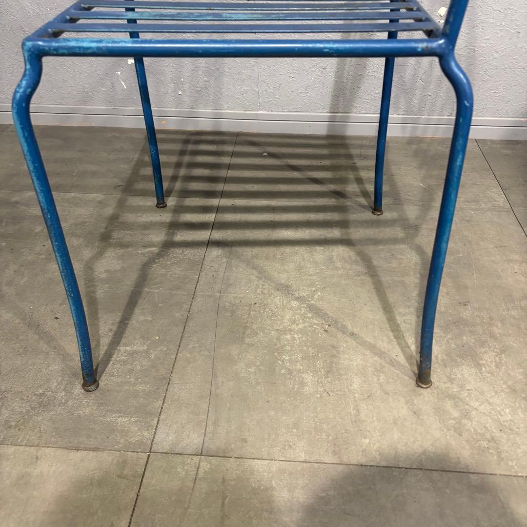 青色金属製　ガーデンチェア　アンティーク