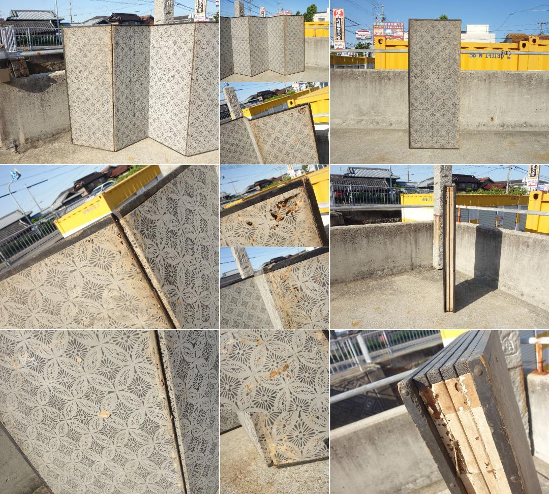 F▼屏風 扇面 まくり 貼り付け 色紙 和歌 掛け軸 六曲一隻 (30678)