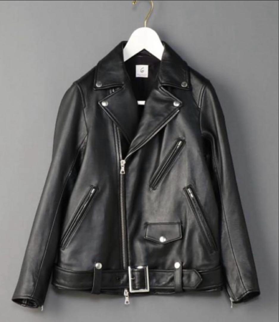 6(ROKU)beauty&youth ライダースジャケット ダブル ラムレザー