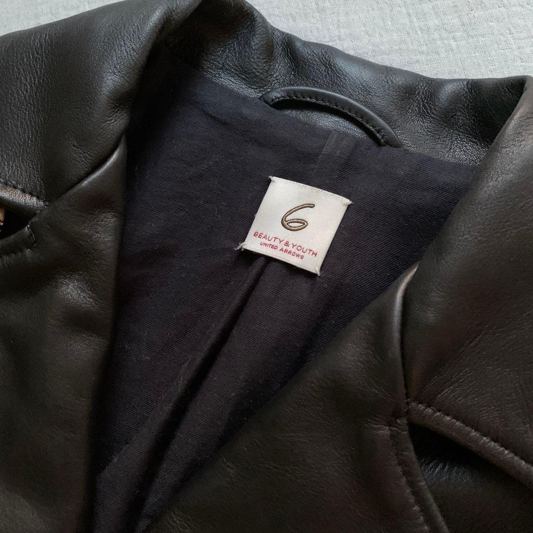 6(ROKU)beauty&youth ライダースジャケット ダブル ラムレザー