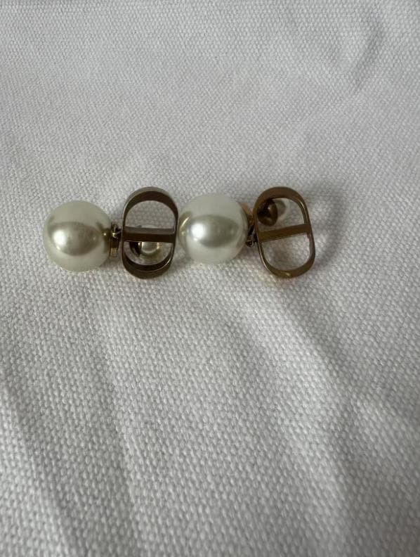 美品 Dior パール フープピアス