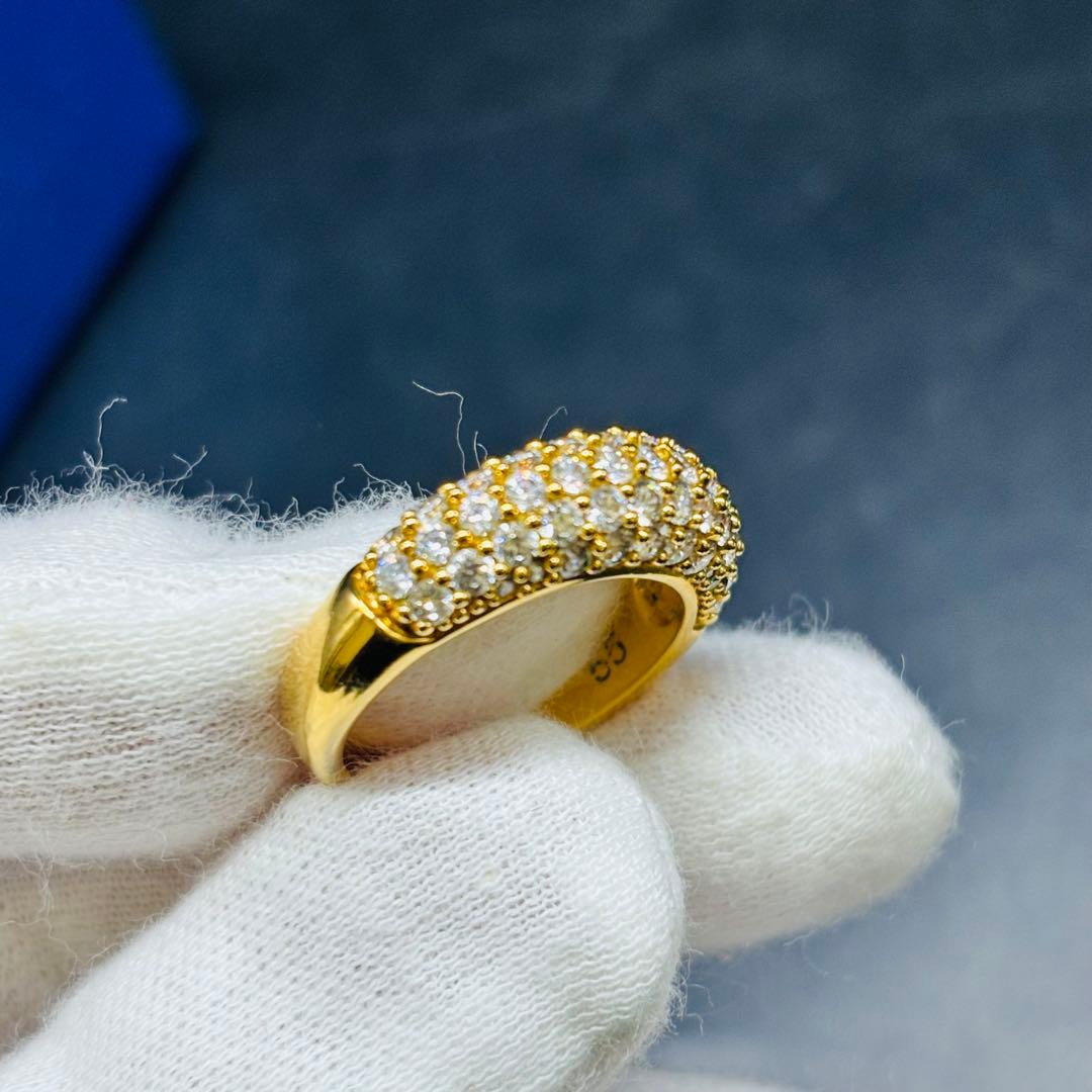 スワロフスキー ハーフパヴェ リング ゴールド シルバー 2点セット 55号