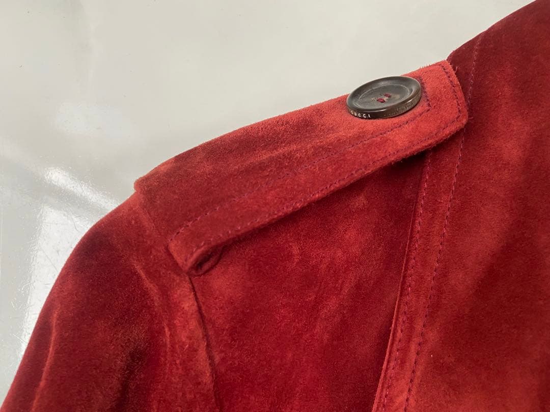 GUCCI by TOMFORDワインレッド 仔牛革ダブルフェイス ロングコート