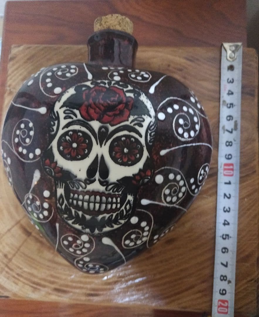 メキシコ雑貨 インテリア 花瓶 瓶 ドクロ 髑髏 ハート型 陶器