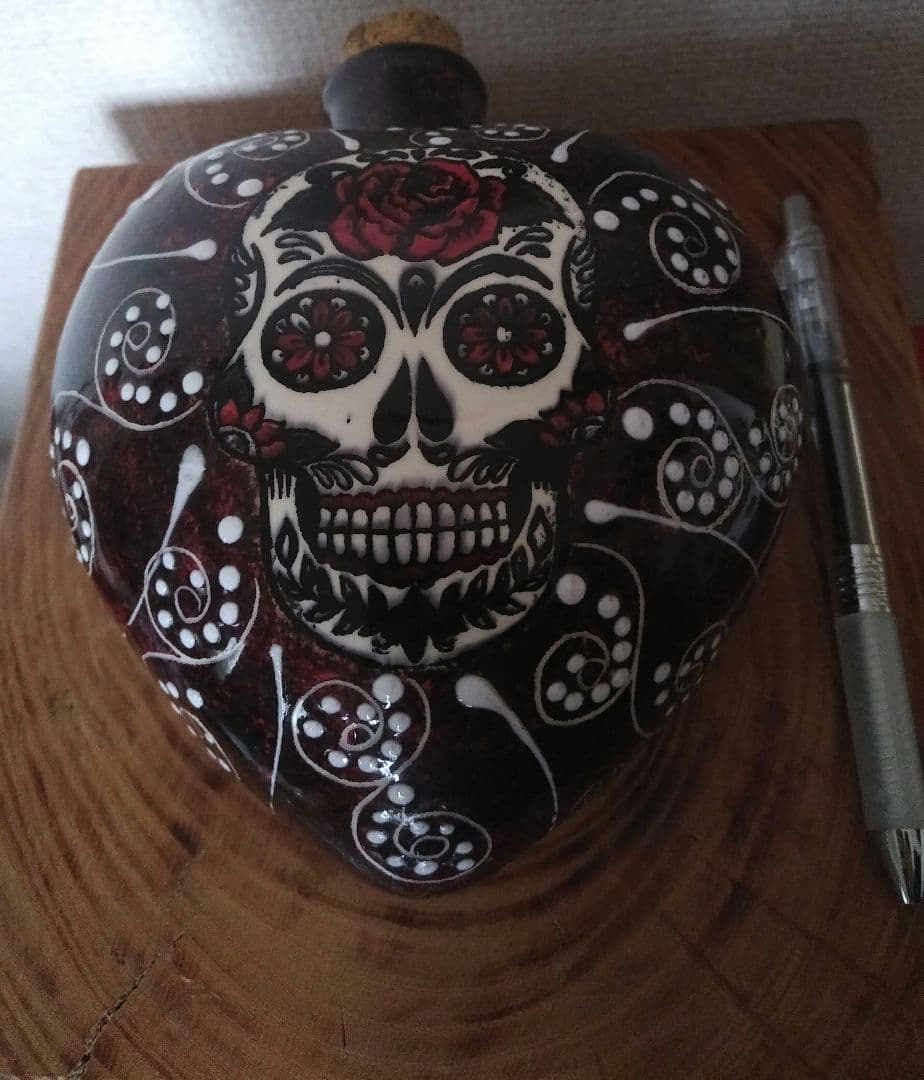 メキシコ雑貨 インテリア 花瓶 瓶 ドクロ 髑髏 ハート型 陶器