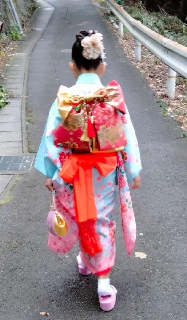 七五三 7歳 着物 化繊 作り帯 筥迫 セット
