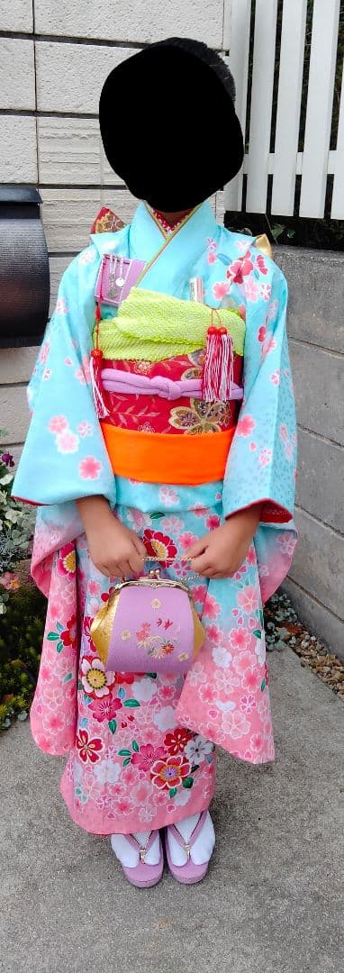 七五三 7歳 着物 化繊 作り帯 筥迫 セット