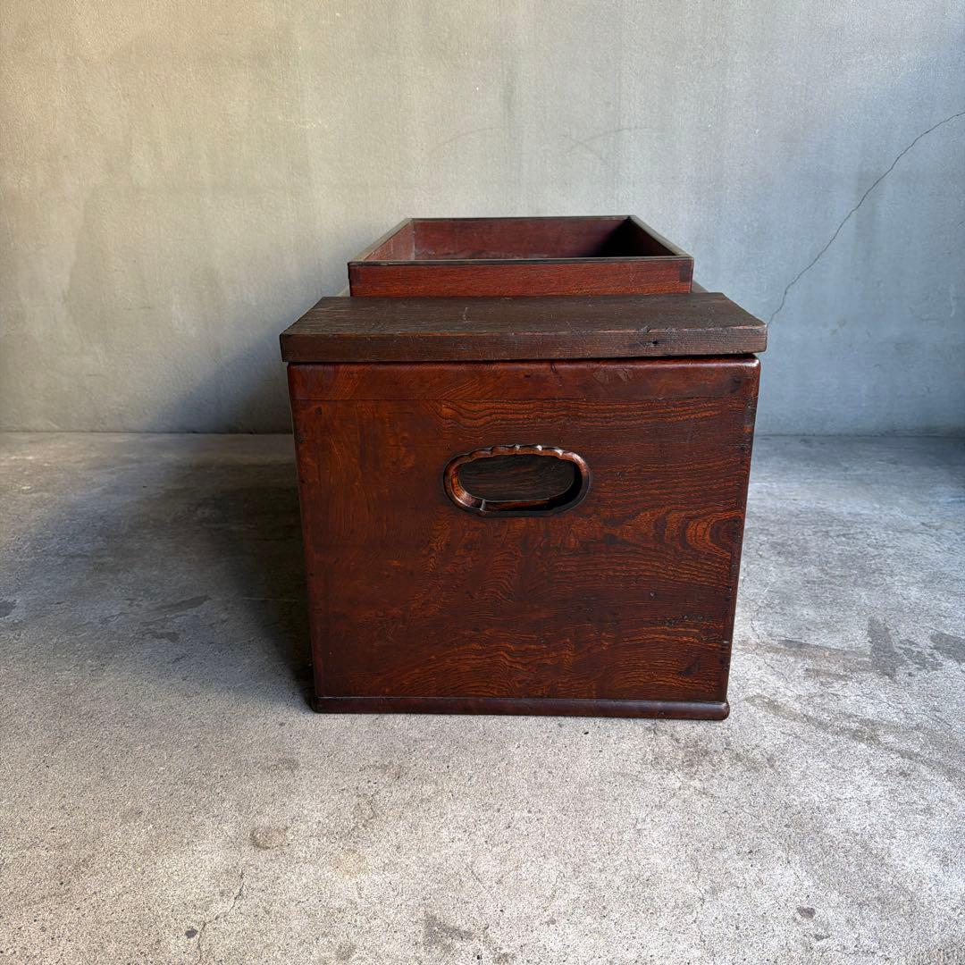 当時物　関東火鉢 欅 長火鉢　欅　黒柿　猫板　時代家具　アンティーク