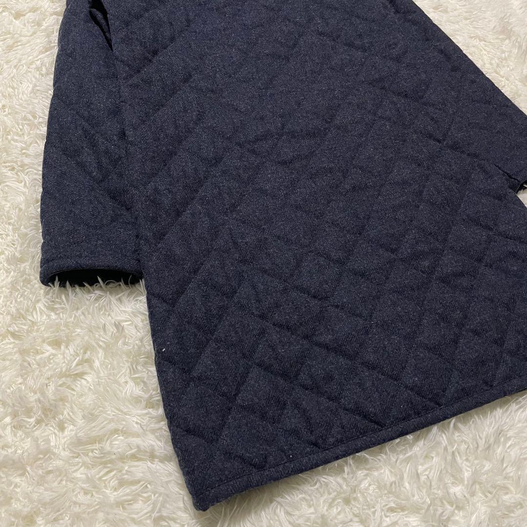 美品　ラベンハム　ブランドン　フーディロングコート　キルティング　ウール　紺色