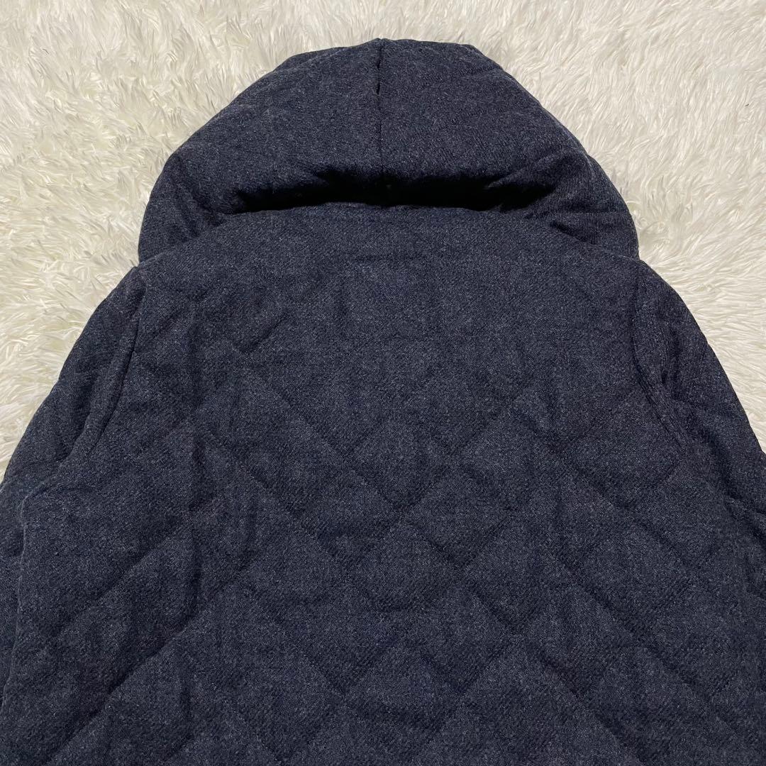 美品　ラベンハム　ブランドン　フーディロングコート　キルティング　ウール　紺色