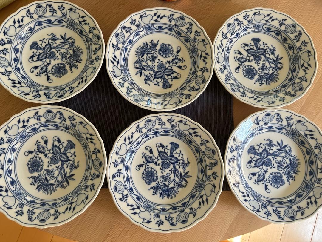 ZWIEBELMUSTER（ツヴィーベルムスター）大皿　6枚　パスタ皿　チェコ製