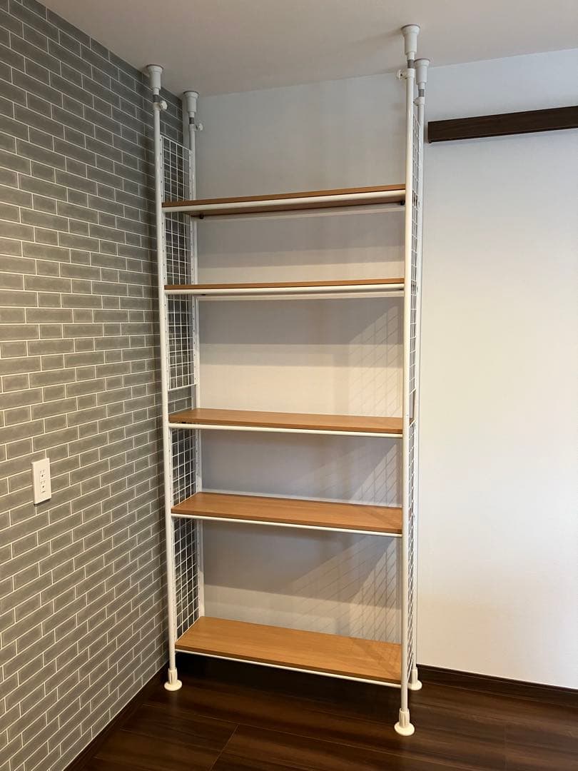 突っ張りラック 可動式棚５枚 幅90cm 奥行25cm