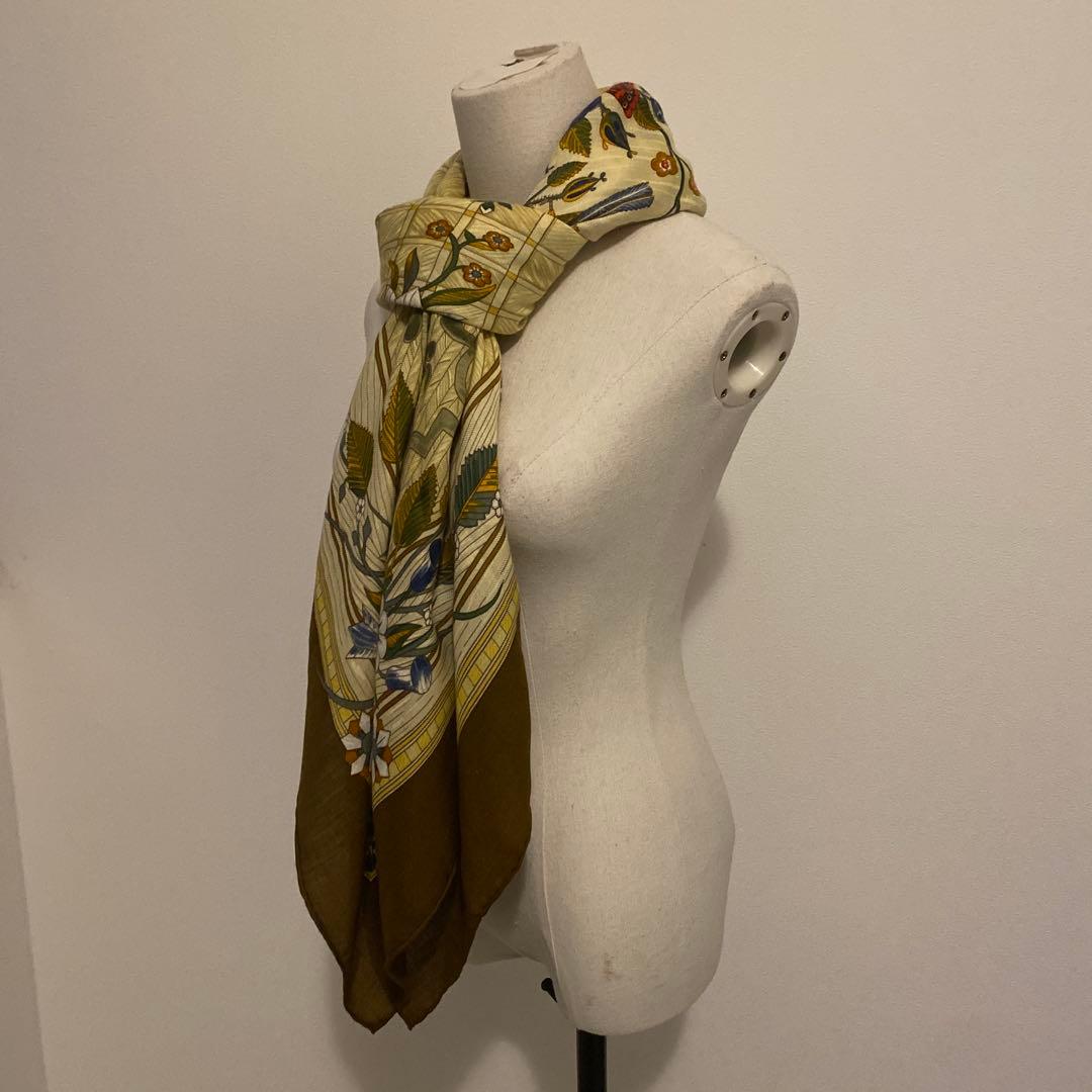 HERMES スカーフ　ショール　カレ140 カレジェアン　大判　カシミヤシルク