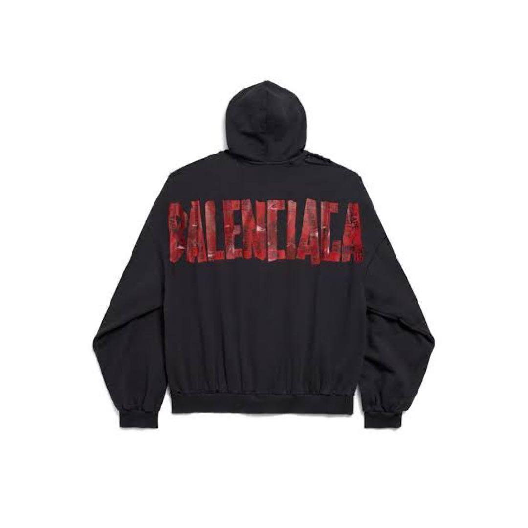 ケ*ク様 BALENCIAGA ロゴ フルジッパーパーカー ブラック
