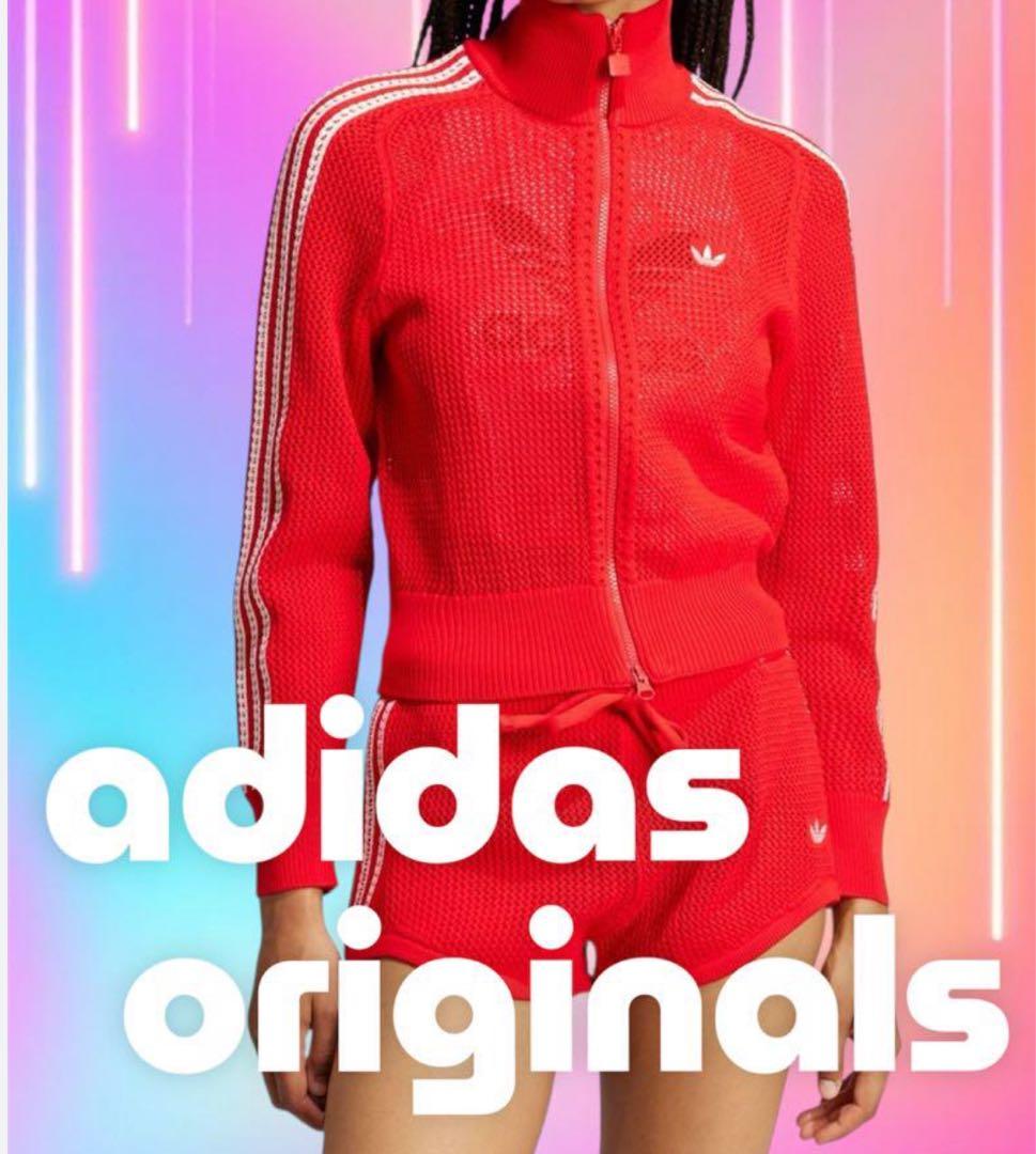 韓国 adidas クロシェ トラックトップ パーカー ジャージ　赤