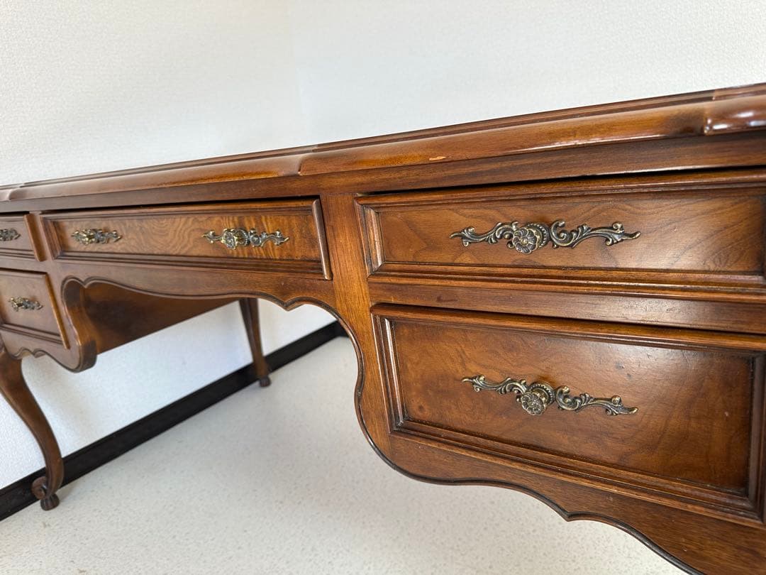 ヨーロッパ エグゼクティブ 猫脚 デスク 書斎机 両袖※i1※