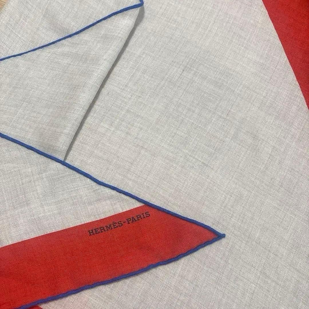 エルメス　カシシル　トライアングルジェアン　カシミアシルク　美品　スカーフ
