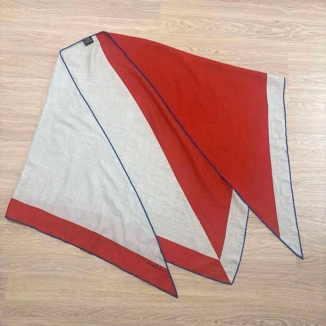 エルメス　カシシル　トライアングルジェアン　カシミアシルク　美品　スカーフ