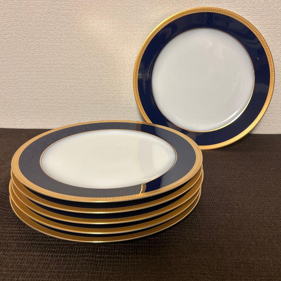 大倉陶園　ロイヤルブルー　瑠璃片葉金蝕　ディナープレート　26cm