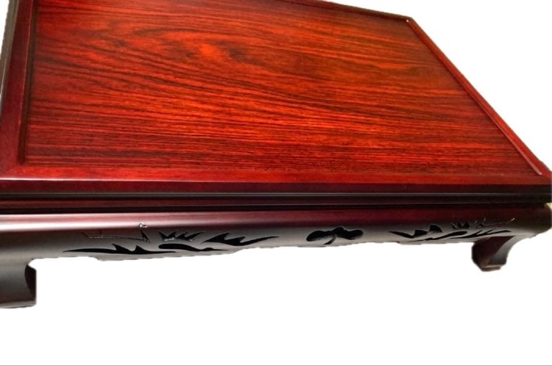 高級花台　伝統工芸 工芸美術 置台 供物台 盆栽台 飾台 松彫 彫刻 紫丹　新品