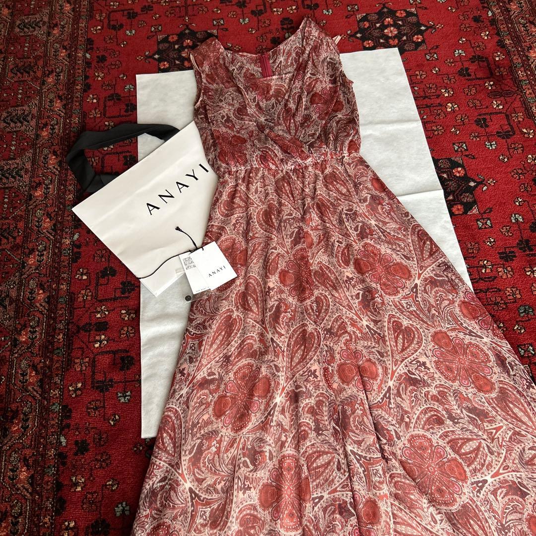美品ANAYI 楊柳ペイズリーオールインワン36サイズ