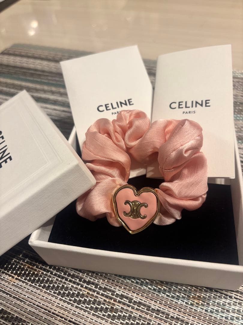 CELINE ピンク サテン ヘアゴム