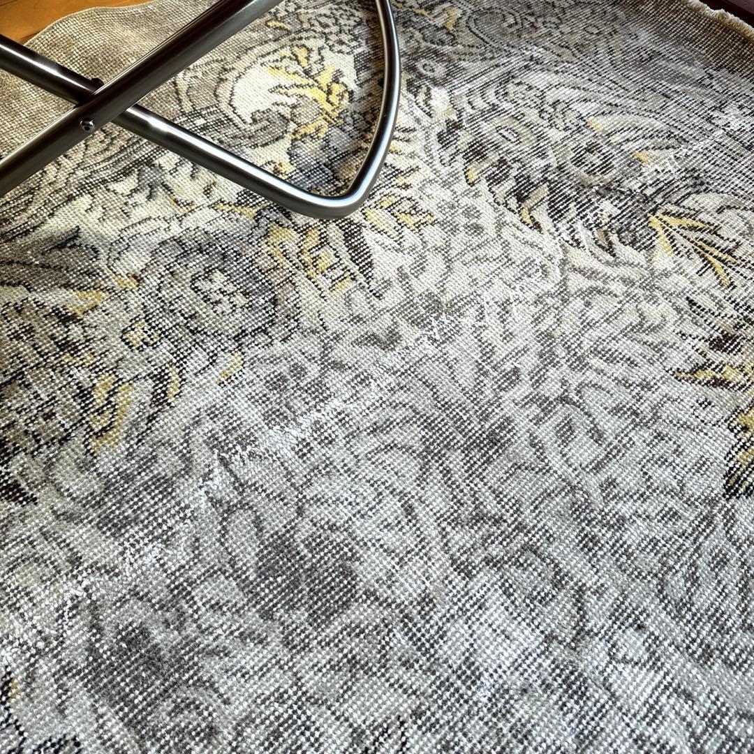 超大判レア166×277グレージュ×イエロー　メダリオン　トルコヴィンテージラグ