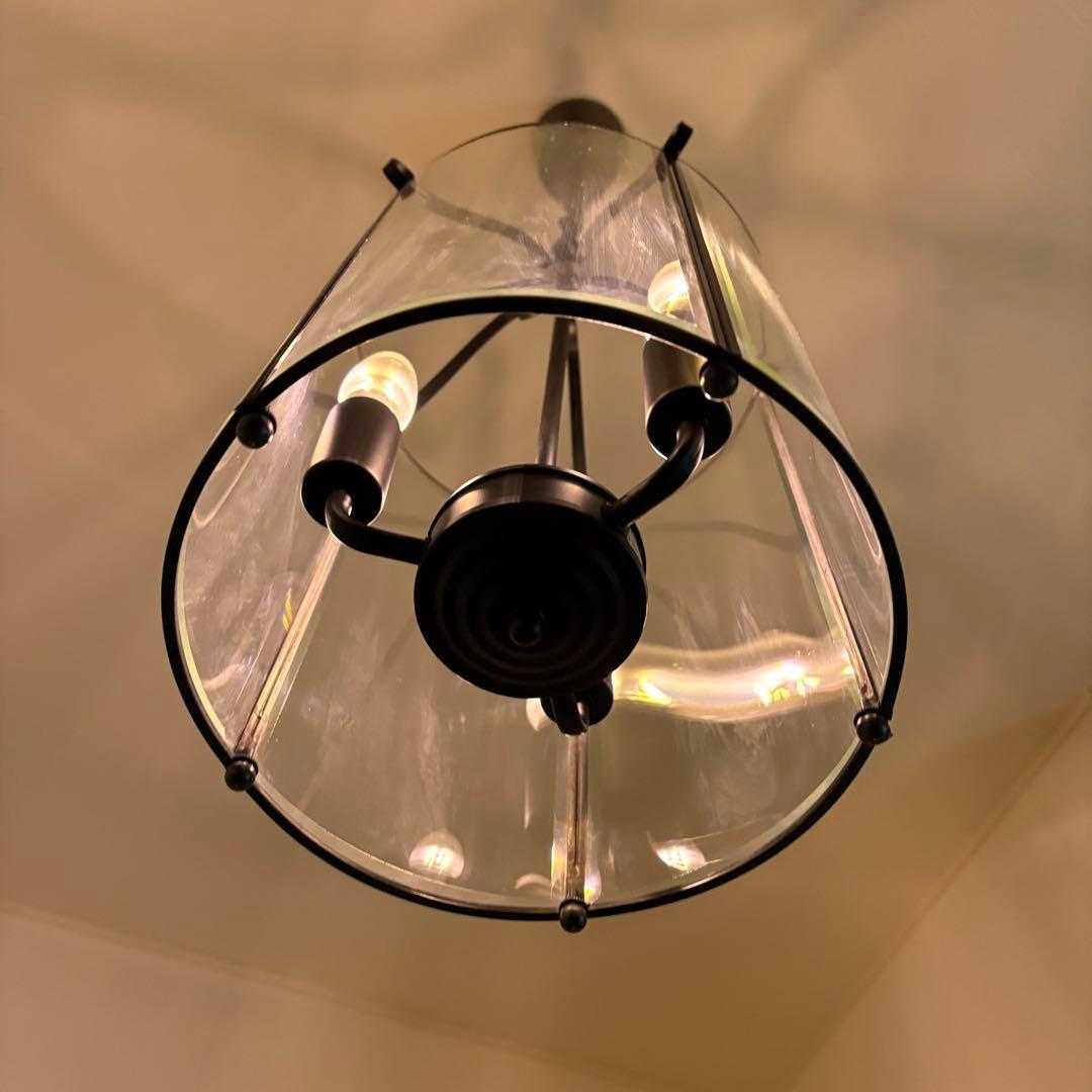 ☆ディクラッセ☆トルド　3灯　アールデコ　シャンデリア　アイアン　ガラス