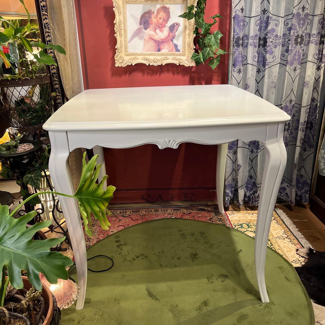 ホワイトシャビー　リモージュ　猫足 クラッシック　ダイニングテーブル