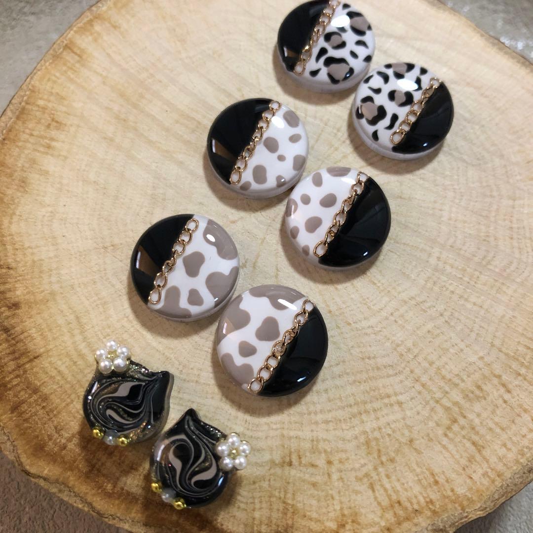 R-650 ✴︎レジンカボション✴︎アニマル柄&マーブルねこ型⁎⁺♡