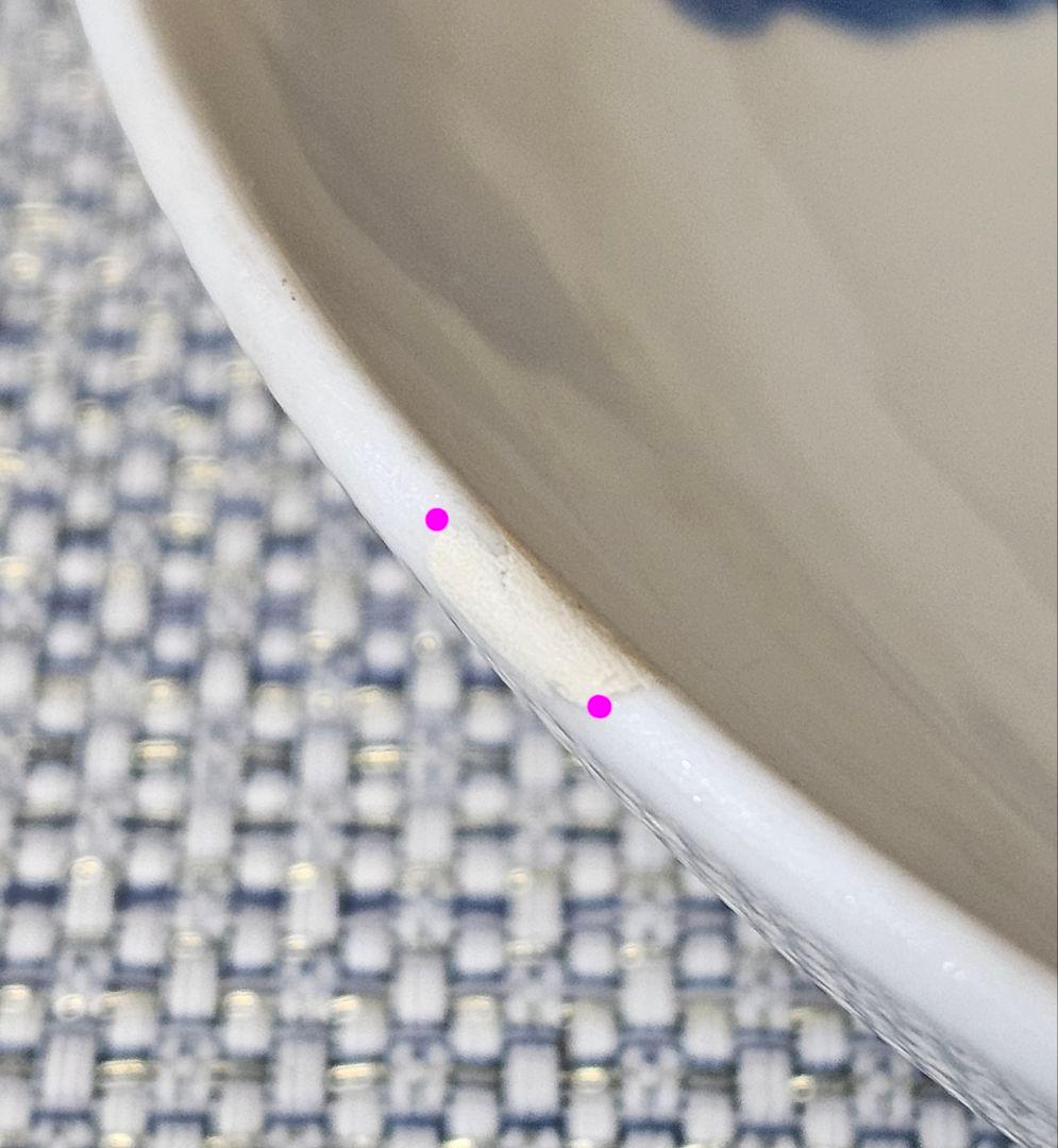 【本物保証❗】江戸時代後期　後期藍鍋島　芙蓉の図　径 約20.8cm　櫛高台皿