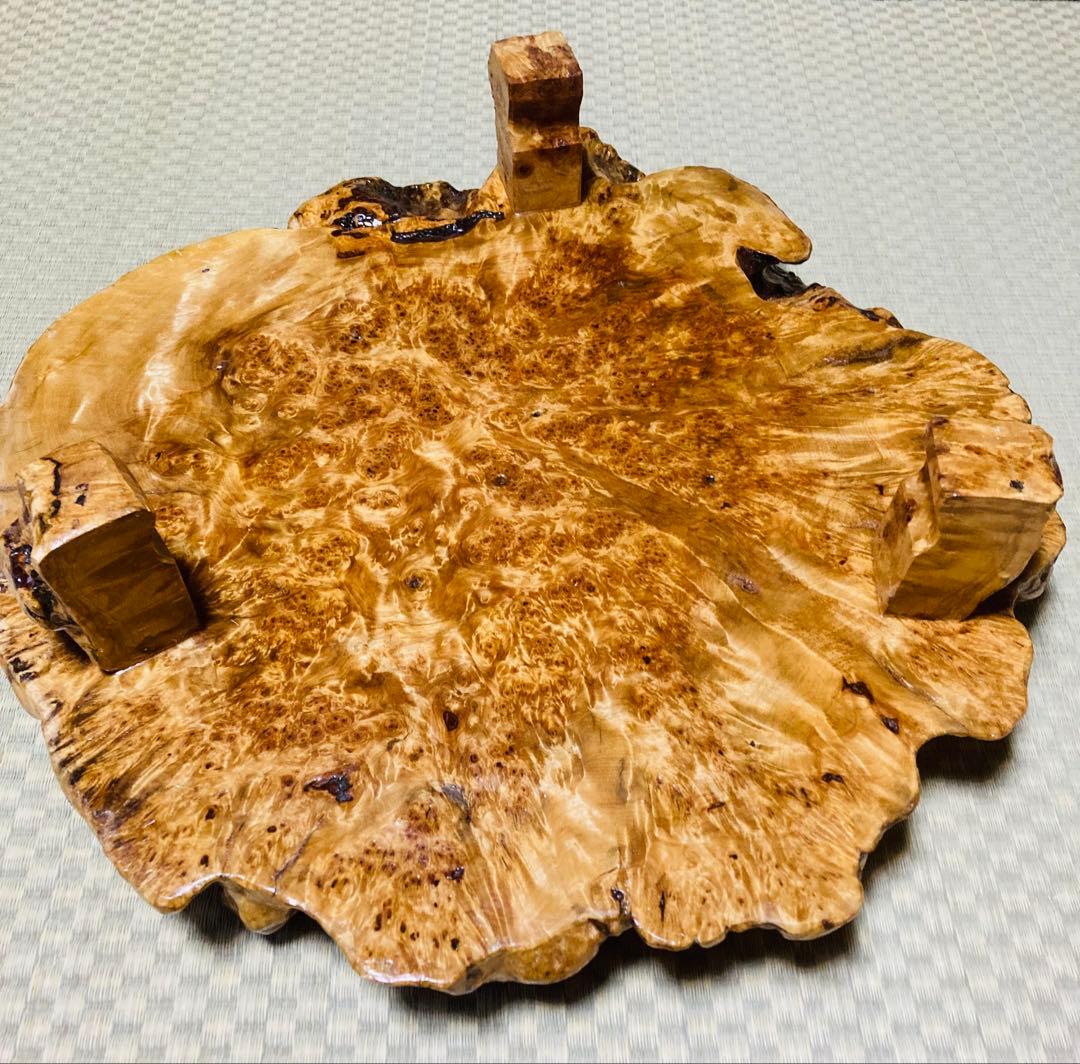 道産天然木　瘤　花台 香炉台 置物 テーブル　脚付