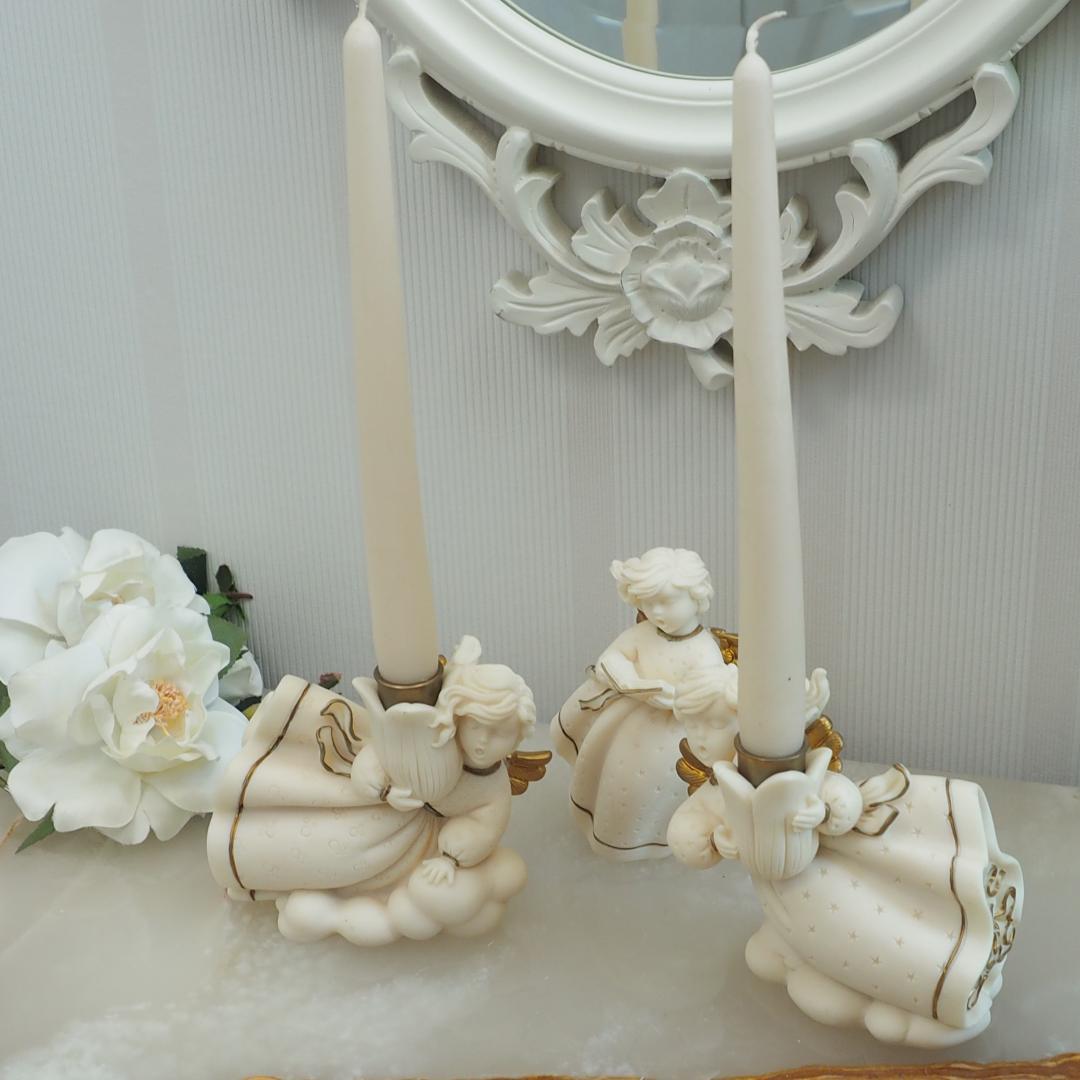イタリア製　エンジェルキャンドルスタンド　３人セット　新品・送料無料