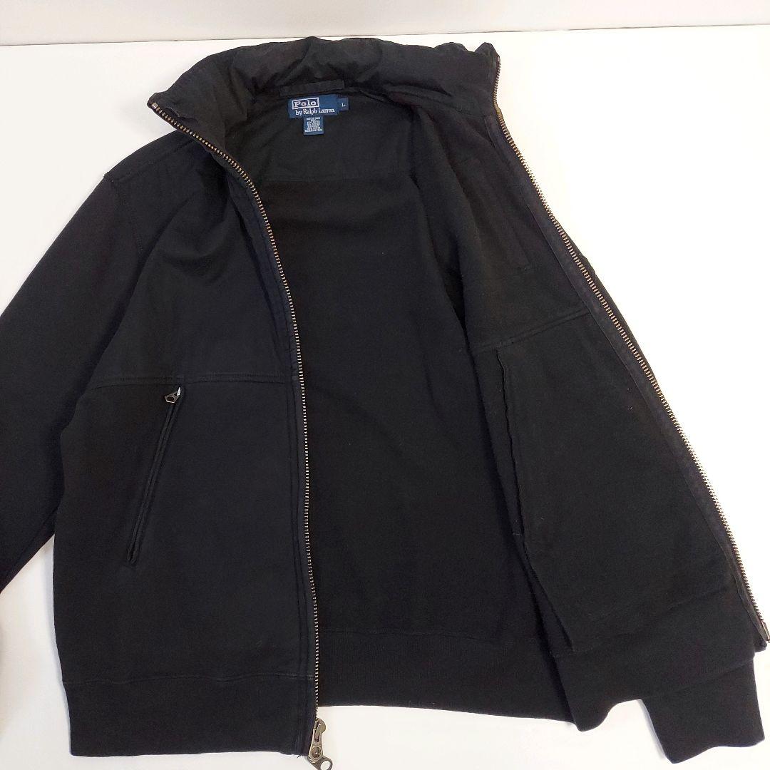 90s ポロバイラルフローレン 異素材レイヤード 裏起毛 ブルゾン L 黒
